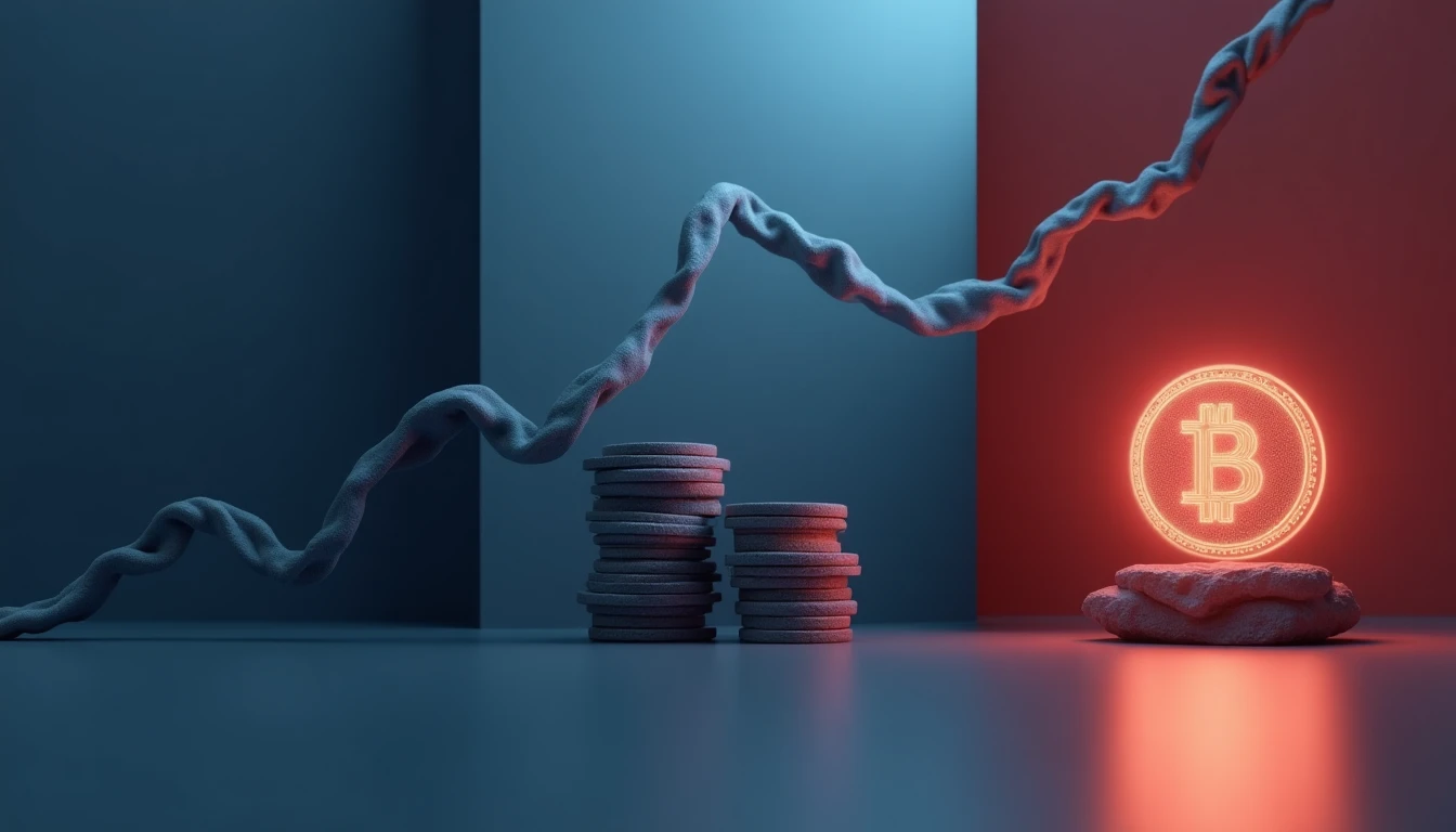 Abstrakte Symbole stellen Aktien, Forex und Kryptowährungen gegenüber