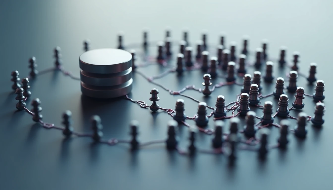Textfreier Vergleich zwischen zentraler Datenbank und verteilter Blockchain