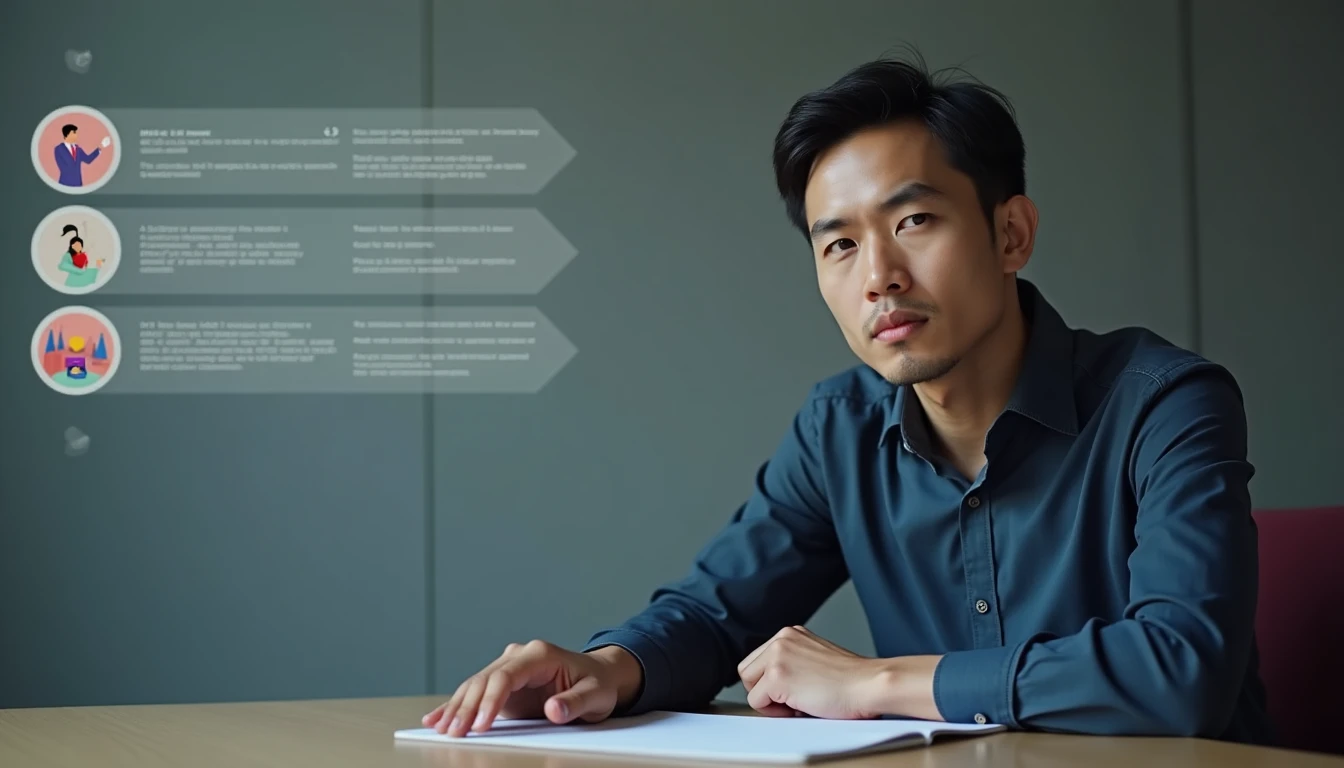 Person ordnet die wichtigsten Prüfschritte für Trading-Signale in einem visuellen Ablauf