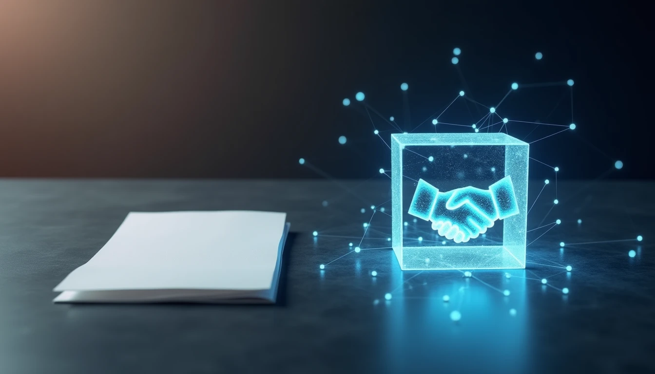 Visueller Vergleich zwischen Papiervertrag und Smart Contract